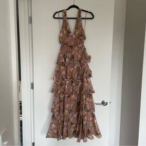 Floral Ruffle Halter Maxi Dress